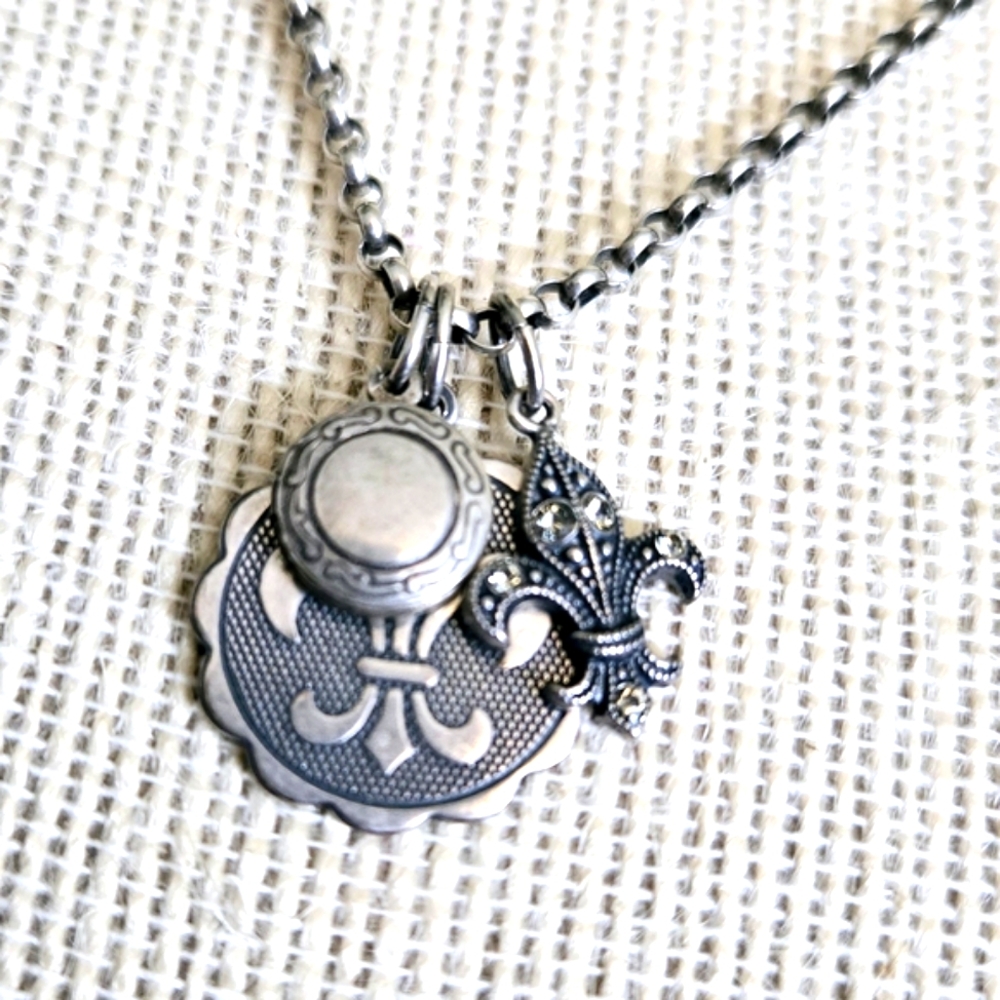 Catherine Popesco France Fleur de Lis Silver Necklace